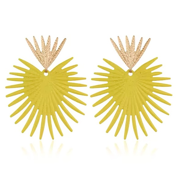 Big Gold and Yellow Statement Earrings Fashion Geometric Maximalism Jewelry - Picture 3 of 7